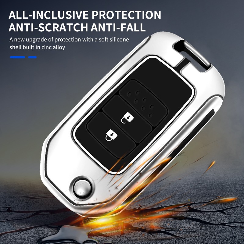 Luminous Car Key Case Cover For Honda Civic Accord Vezel Galvanized Alloy Car Accessories Car Styling Holder Shell Keychain