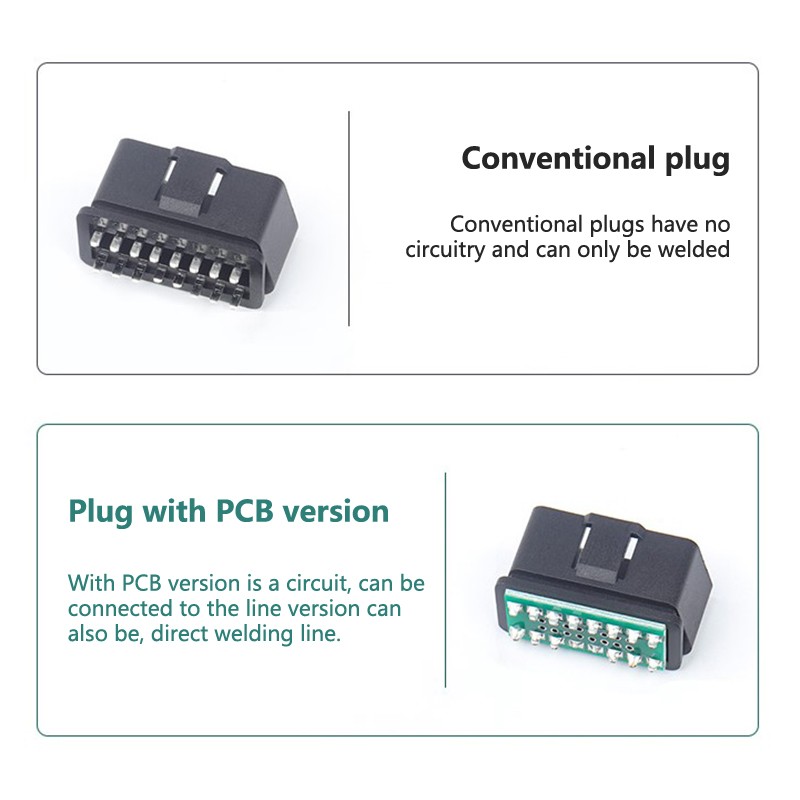 OBD II L Type 16 Pin Bus Connector Cable Socket Plug With Shell And Screw