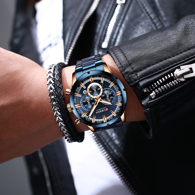 CURREN Men Watch Luxury Brand Sport Quartz Mens Watches Full Steel Waterproof Chronograph Wristwatch Men Relogio Masculino