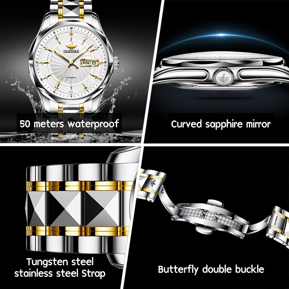 OUPINKE Luxury Brand Fully Automatic Mechanical Watches for Men Steel Watches Business Watches Mechanical Watches