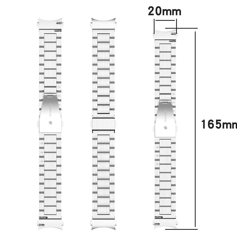 Curved End Stainless Steel No Gap Metal Strap For Samsung Galaxy Watch 4 Classic 46mm 42mm 44mm 40mm Replacement Band Bracelet