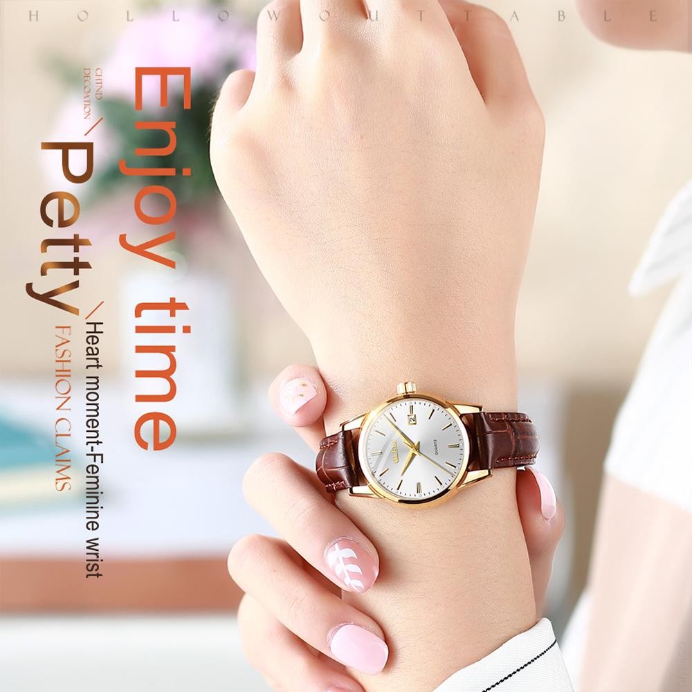 OLEVS-Women's Quartz Watches Casual Fashion Brown Leather Luminous Water Resistant Ladies Wrist Watch