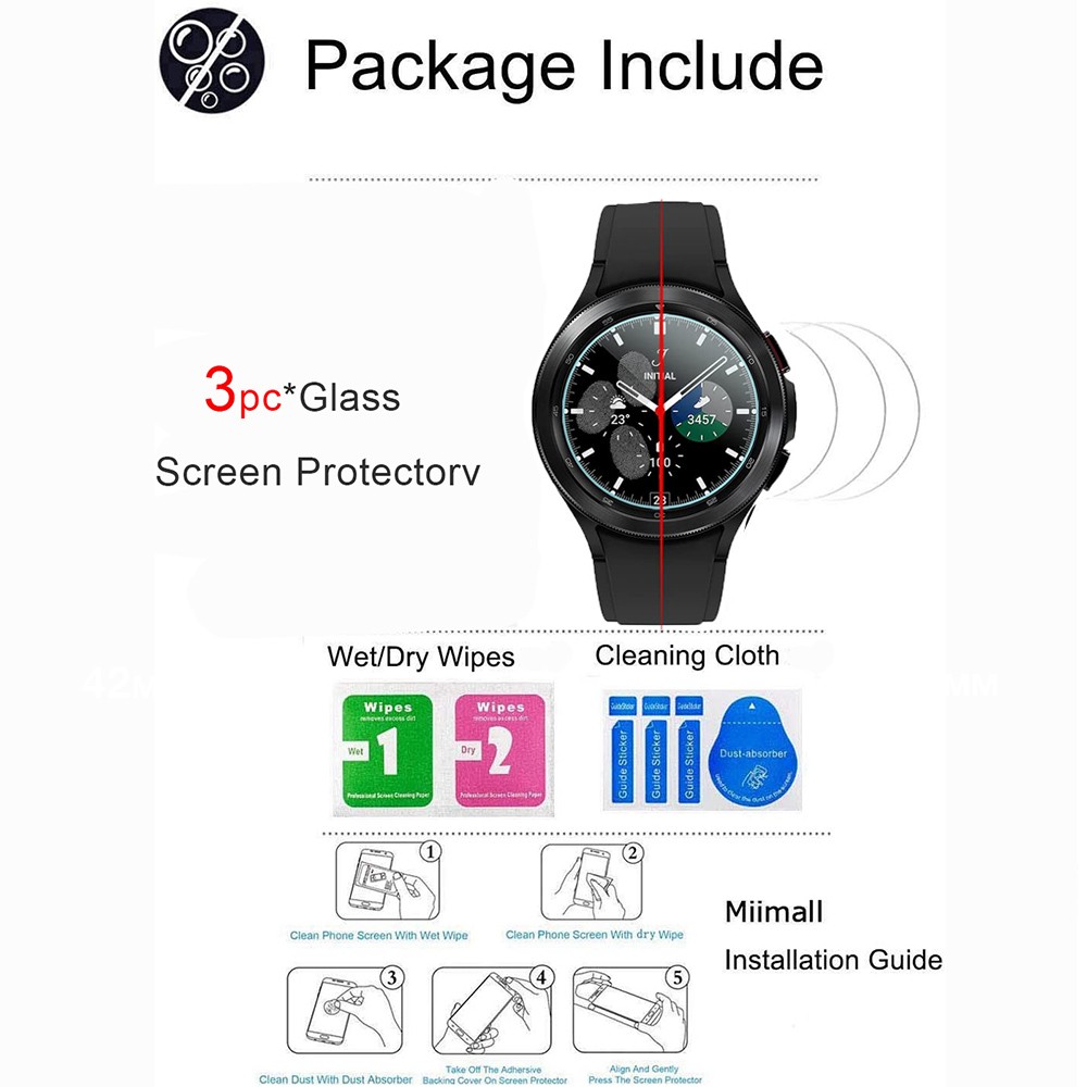 Tempered Glass Screen Protectors For Samsung Galaxy Watch 4 46mm 42mm Film Glass For Samsung Galaxy Watch 4 46mm 42mm 3-pack