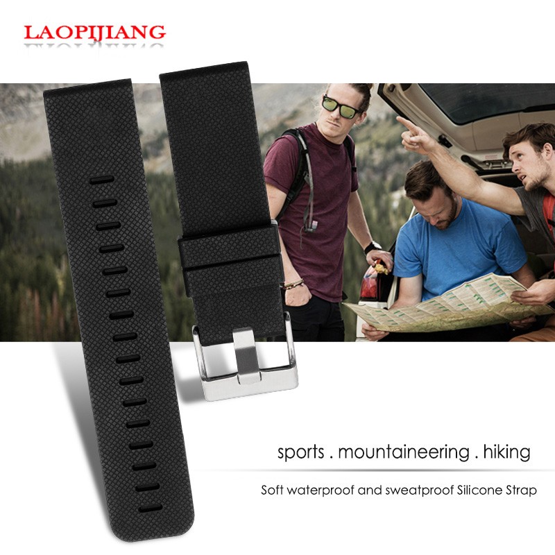 High quality waterproof rubber watchband fit suunto TRAVERSE Alpha series watch 24mm silicone straps with stainless steel clasp