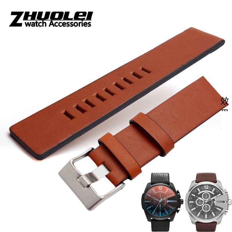 Diesel Watch Cowhide Leather Strap , Fit Strap DZ7312 | DZ4323 | DZ7257 with stainless steel pin clip 24 26 27 28 30mm