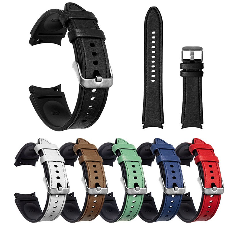 20mm Watch Strap For Samsung Galaxy Watch 4 44mm 40mm Pressure Line Leather Wrist Band Bracelet Galaxy Watch 4 Classic 46mm 42mm