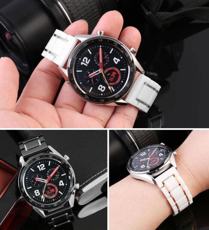 Ceramic Band for Samsung Galaxy Watch 4 40/44mm Watch4 Classic 42/46mm Quick Release Strap with Butterfly Buckle Bracket Watch