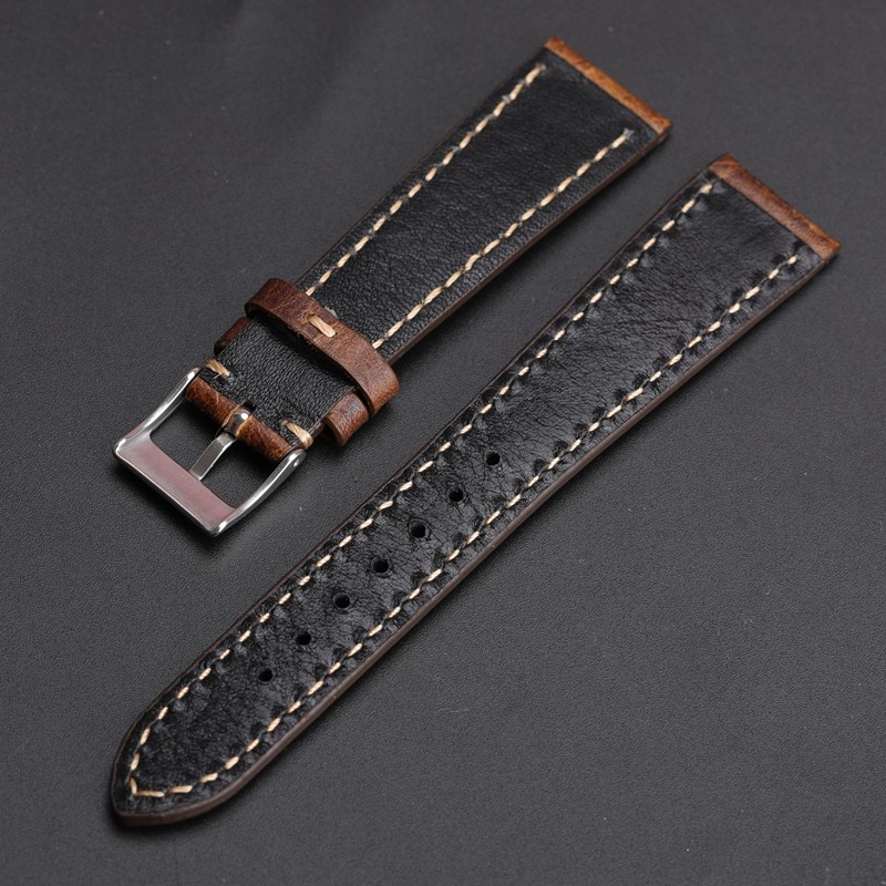 Retro Soft Leather Watch Strap 18 19 20 21 22mm Brown Leather Handmade