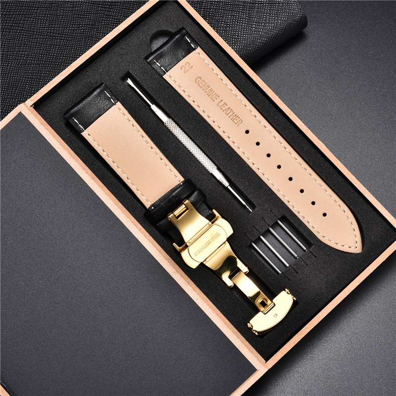 Leather Straps With Box For Samsung Galaxy Watch 4 40mm 44mm/4 Classic 42mm 46mm Active 2 Band Replacement Watchband Bracelets