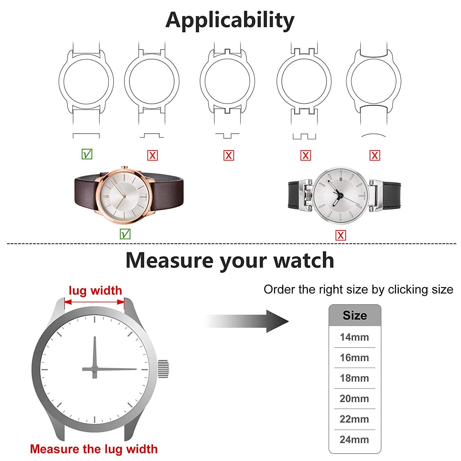 12mm 14mm 16mm 18mm 20mm Stainless Steel Watch Bands Metalwork Replacement Watch Band For Men Women Watch With Tool