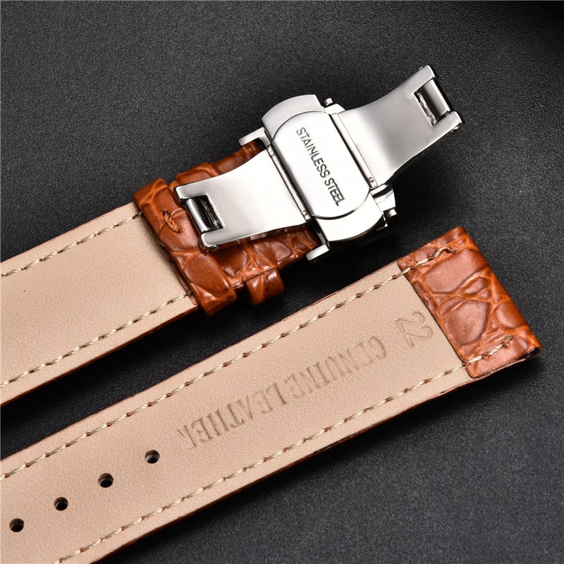 Top luxury crocodile pattern watchband leather straps 18mm 20mm 22mm 24mm with stainless steel automatic clasp wristwatch band