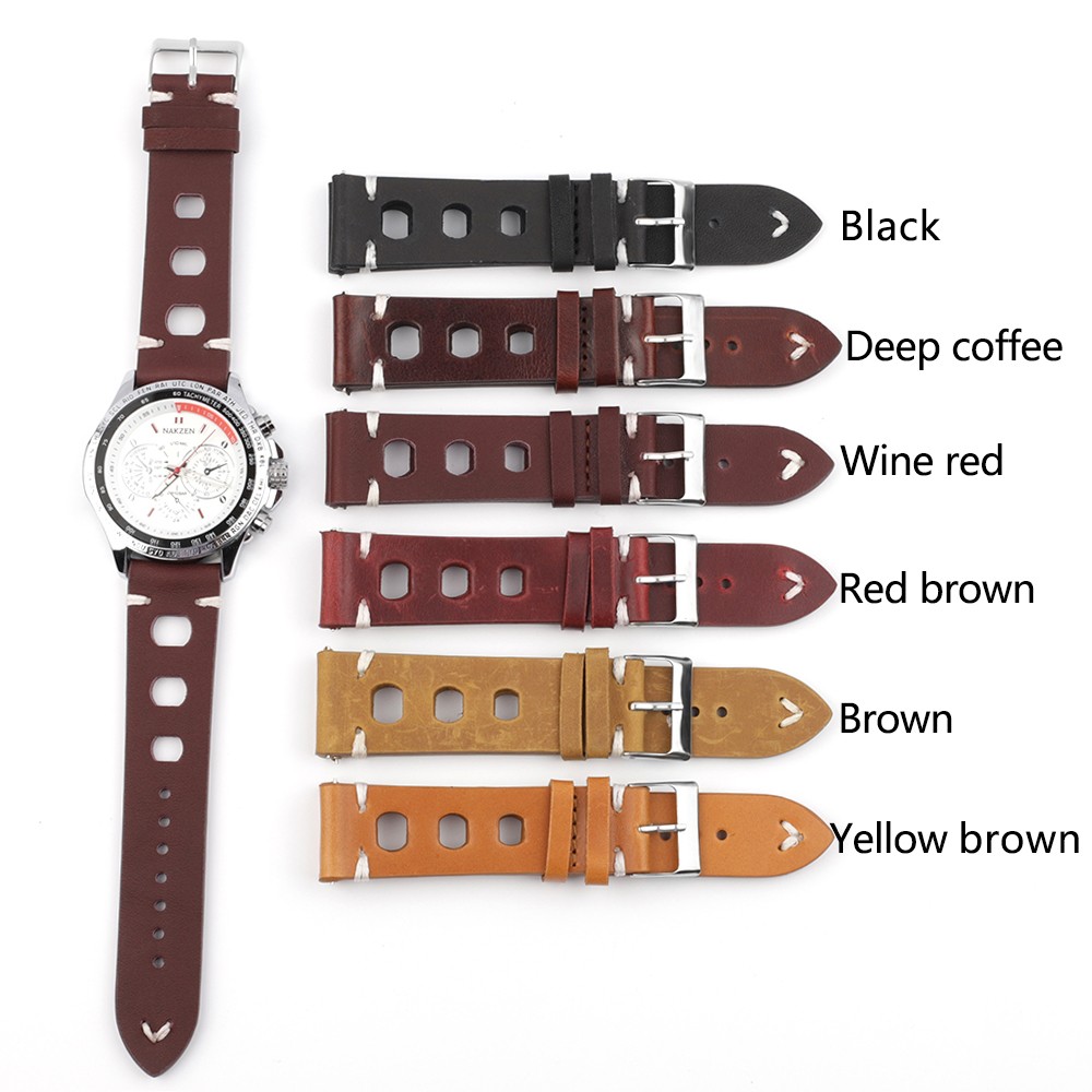 Handmade Vintage Leather Strap Watch Band Watch Accessories Bracelet 18mm20mm 22mm 24mm Red Black Brown Watchband