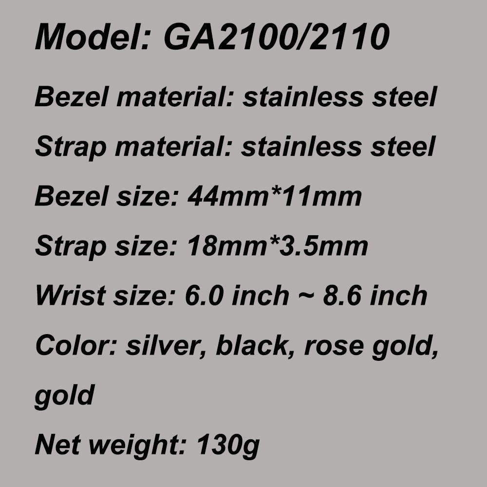 Hontao GA2100 3rd Casioak Fashion Kit Watch Case With Screws Watch Band DIY Stainless Steel For GA-2100/2110 All Metallic Strap