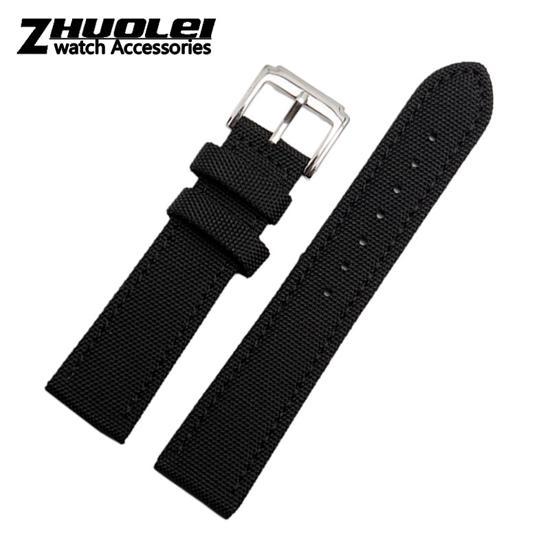 For SKX007 SKX009 Wristband Nylon Canvas Durable Sport Quilted Watch Strap Comfortable Leather Lining Band 18 19 20 21 22 23 24mm