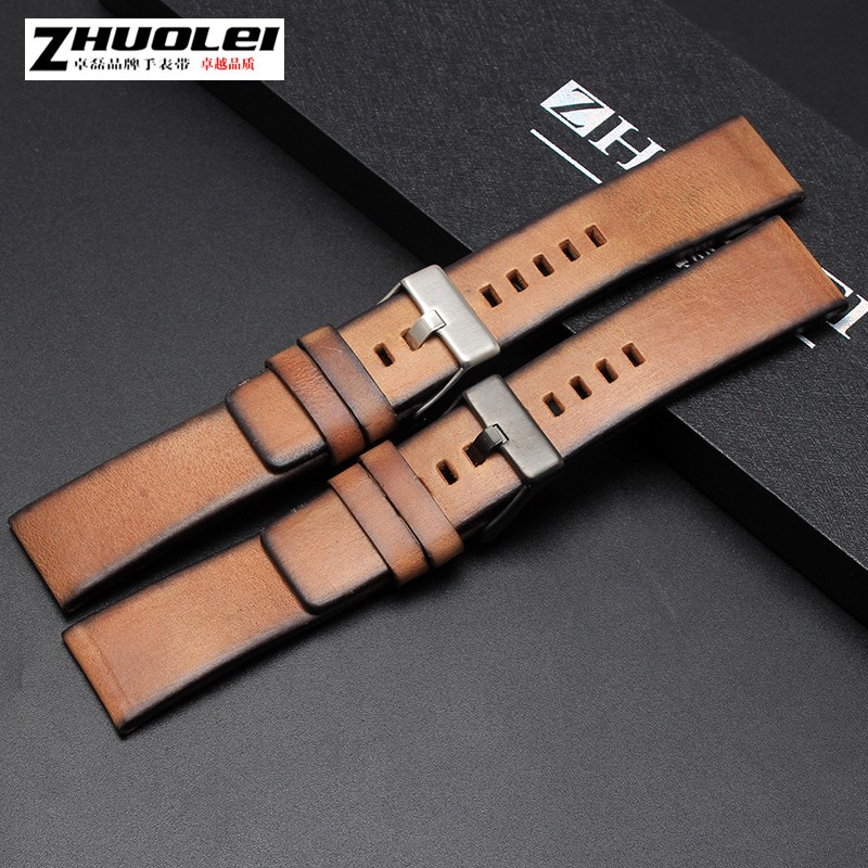 Genuine Quality Retro Genuine Leather Watchband Men For DZ4343 DZ4323 DZ7406 Watch Strap Vintage Italian Leather 22mm 24mm 26mm