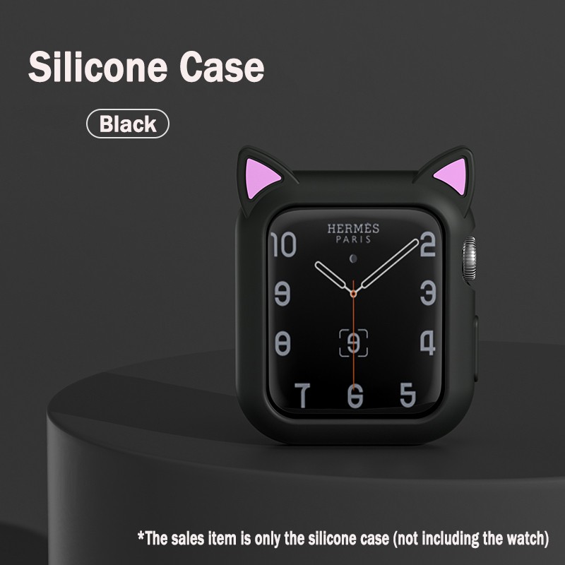 Cartoon Cat Ears Protective Sleeve for Apple Watch Case 44mm 40mm 42mm 38mm for iwatch Serie 3 4 5 6 Se Case Bumper Accessories