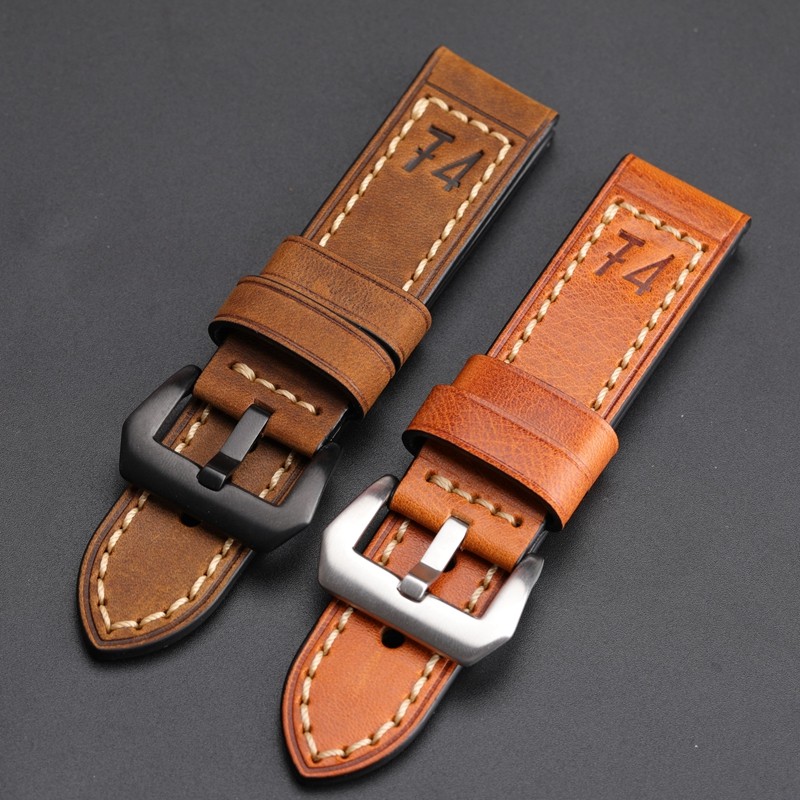 F4 Leather Watch Band for Men, Thick, Handmade, Retro, 20, 22, 24, 26mm, for pm111, 441