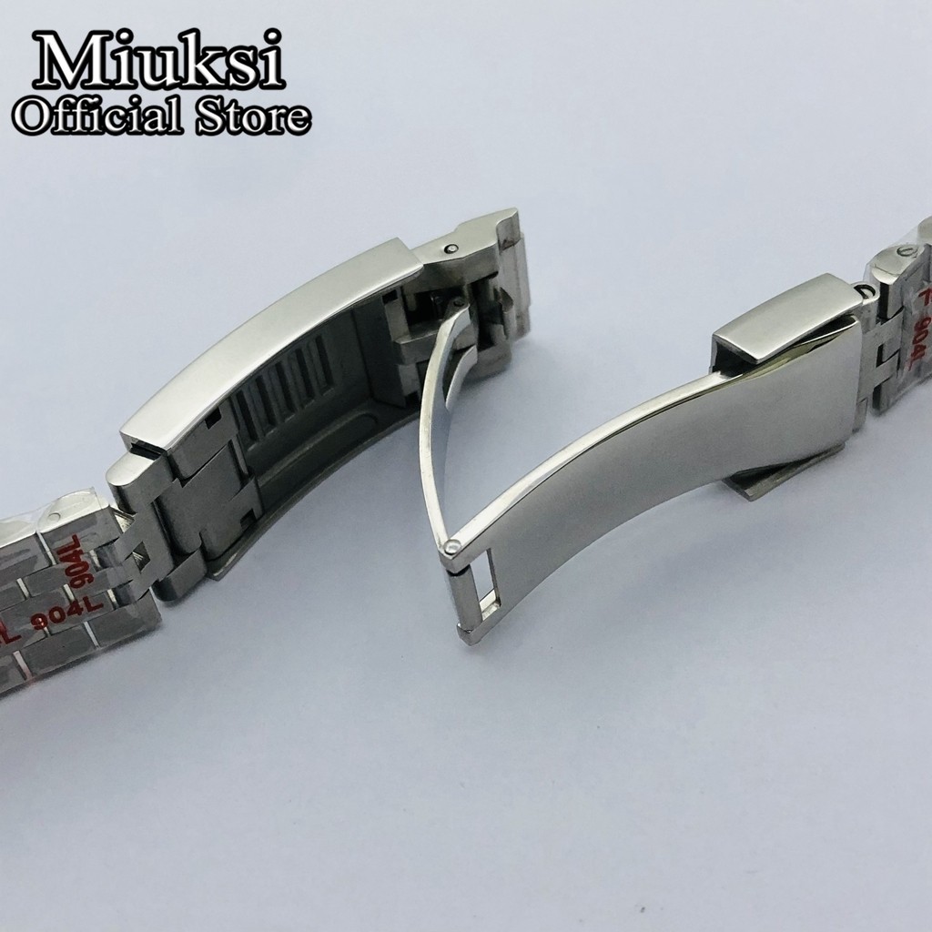 Miuksi 20mm Silver Gold Jubilee Bracelet Slide Glide Lock Clasp 904L Stainless Steel Strap Fit Watch Case Watch Band