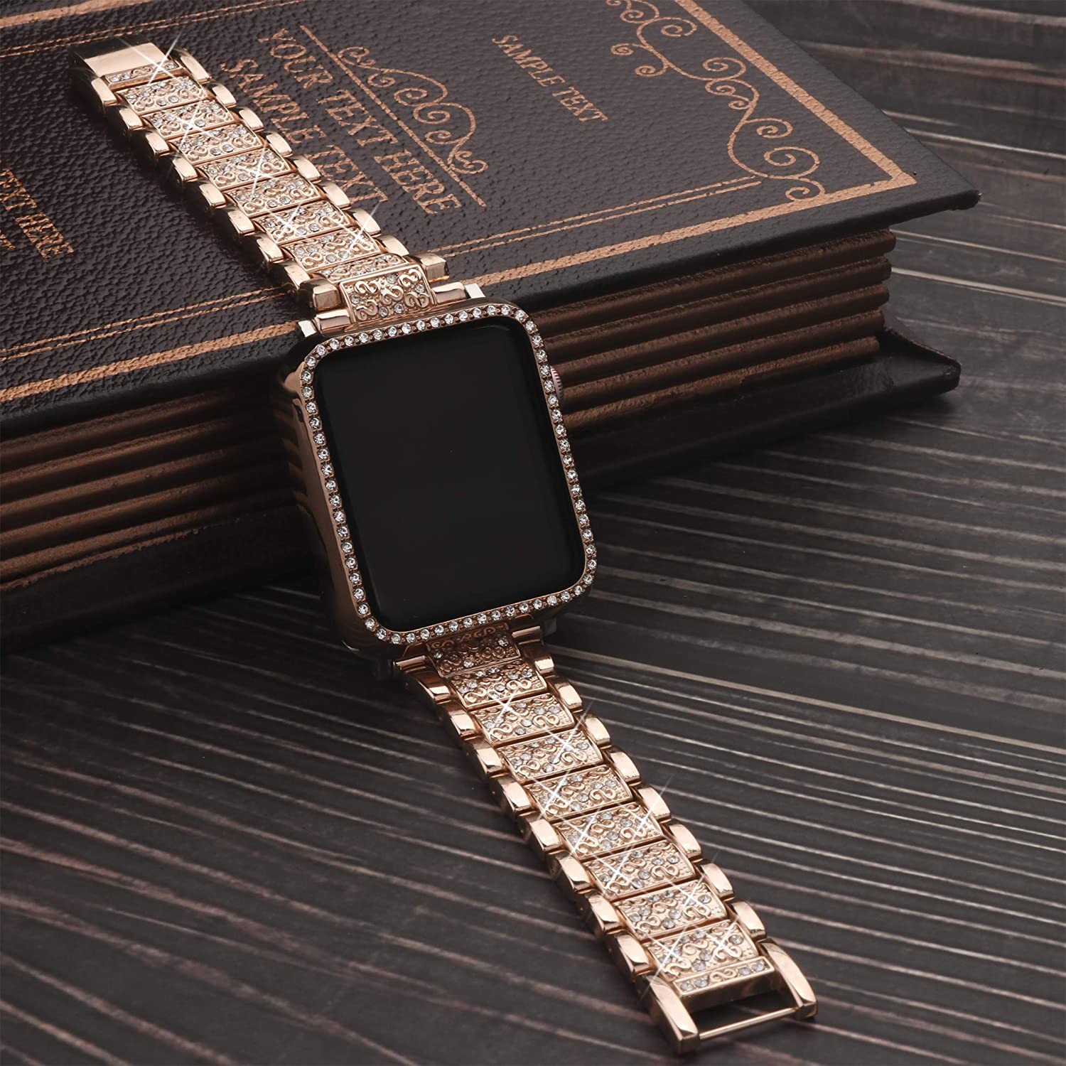 Case + Bling Strap for Apple Watch Band 40mm 44mm 41mm 45mm 38mm 42mm 40mm Diamond Metal Bracelet iWatch Series 3 4 5 6 se 7 band