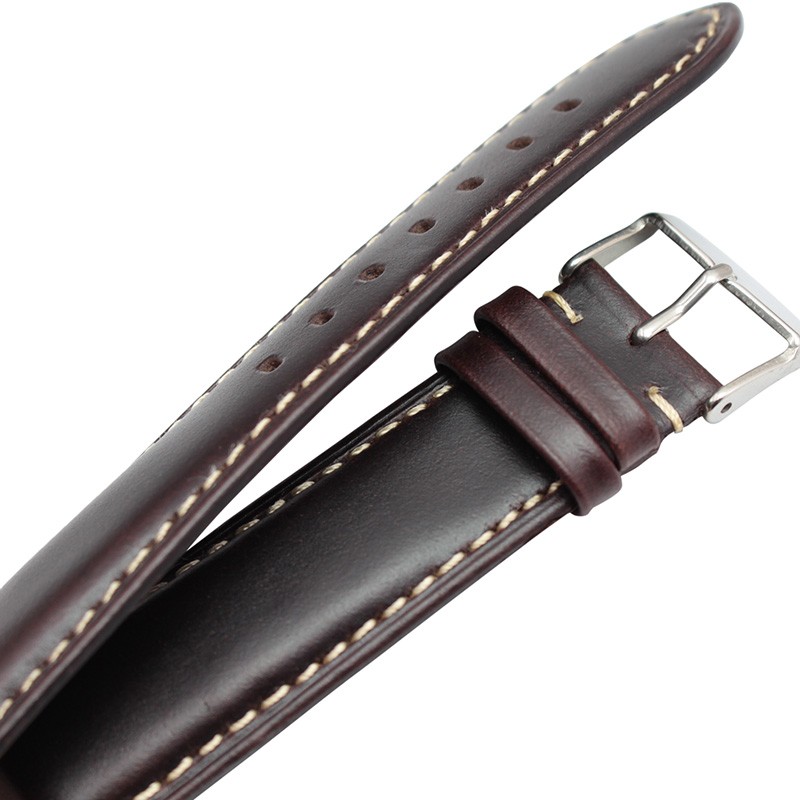 اليدوية جلد طبيعي Watchbands الرجال النساء سوار 18 19 20 21 22 24 مللي متر ساعة أثرية الفرقة حزام المتضمن الفضة مصقول مشبك