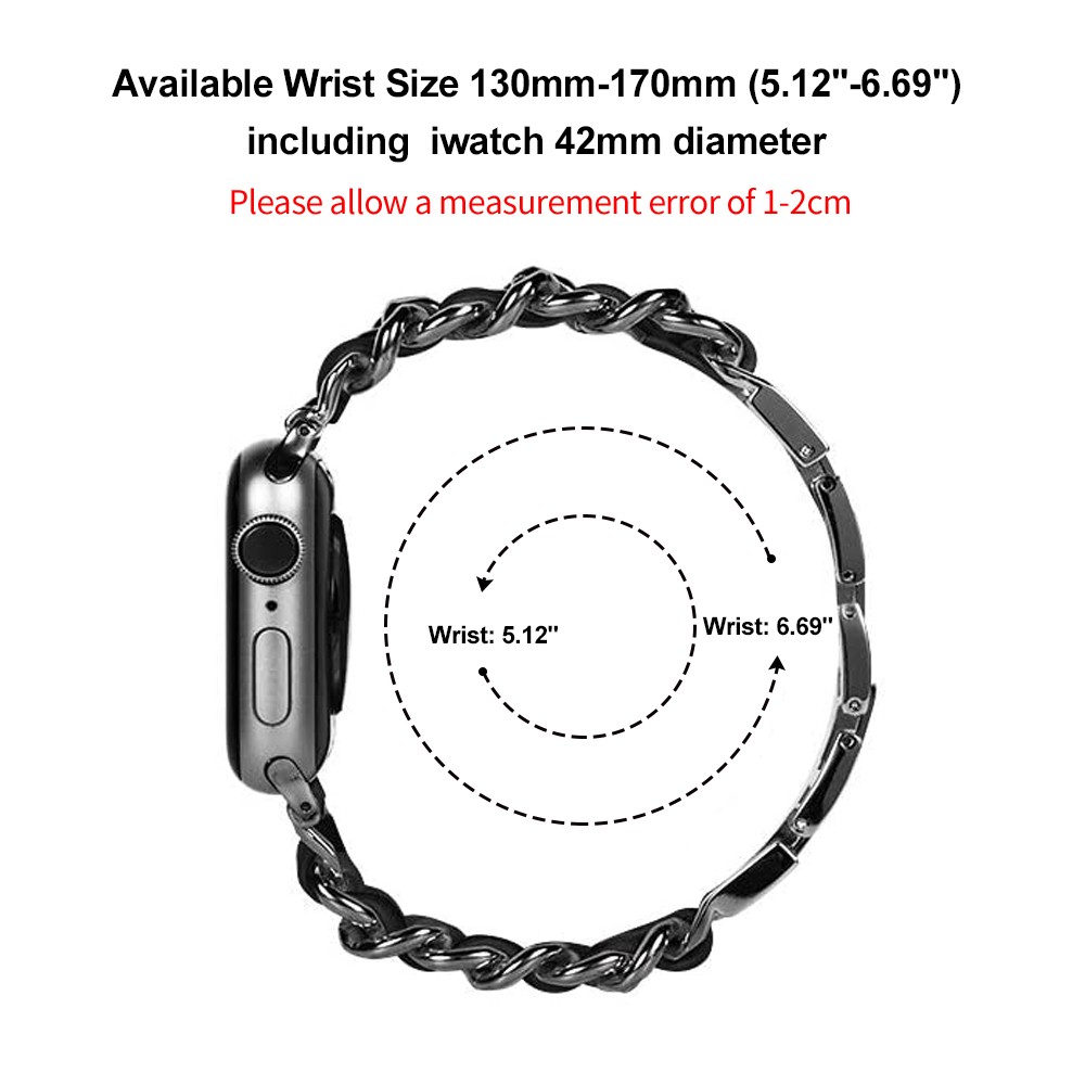 strap for apple watch series 7 band 41mm 45mm chain link leather bracelet for iwatch watchband 42mm 44mm 40mm 38mm SE 6 5 4 3 2