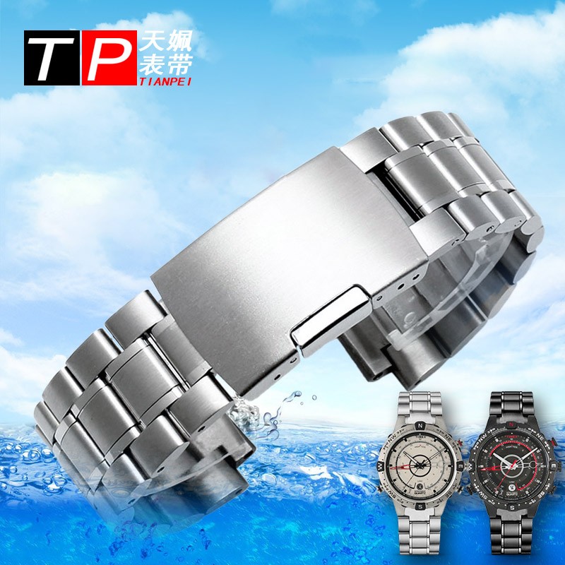 حزام ساعة من الفولاذ المقاوم للصدأ للرجال TIMEX T2N720 T2N721 TW2R55500 T2N721 حزام ساعة اليد 24*16 مللي متر العروة نهاية الفضة سوار أسود الفرقة