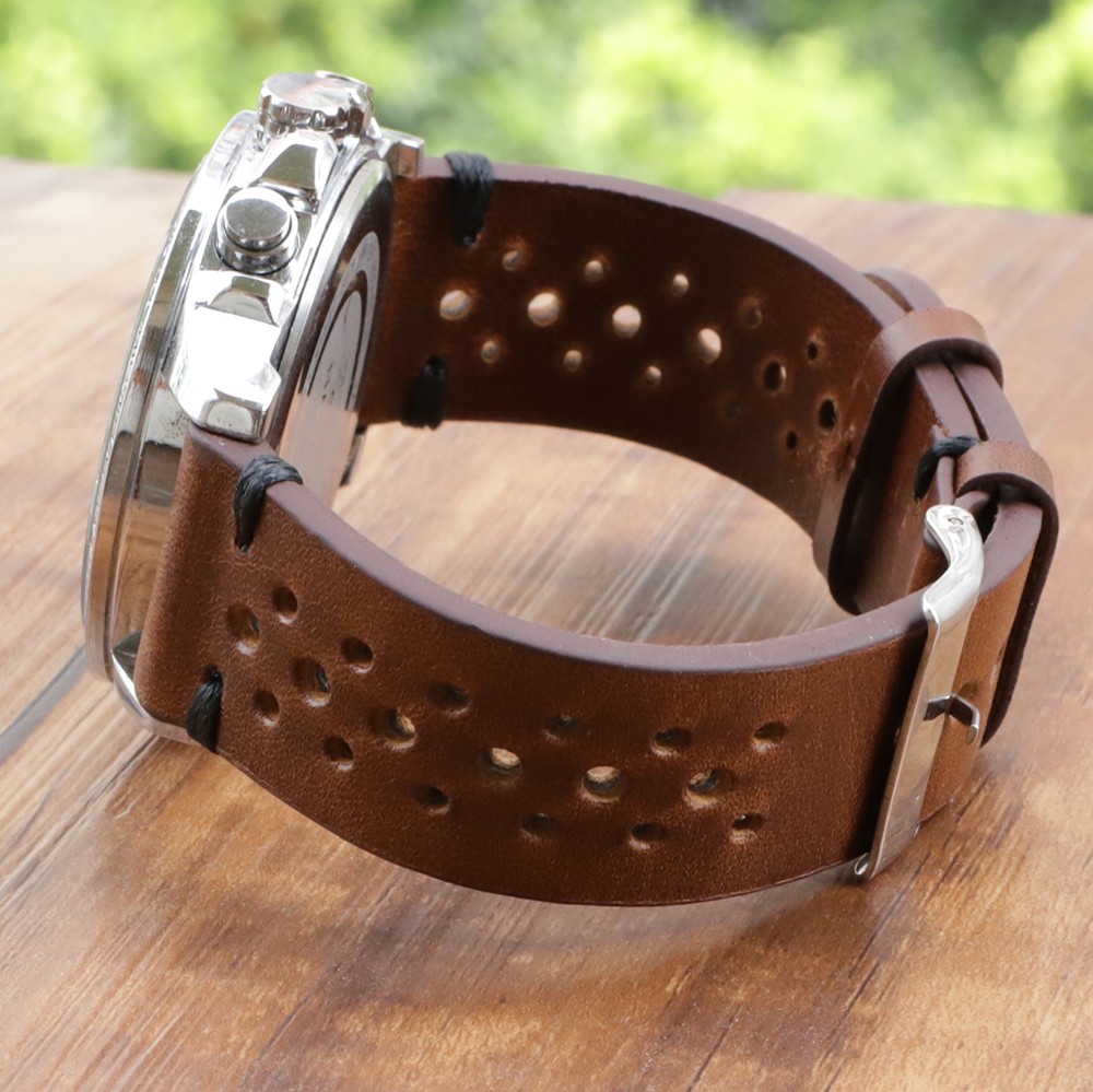 Onthelevel Leather Watch Strap 18mm 20mm 22mm 24mm Durable Coffee Brown Color Watch Band Quick Release Watch Straps Replacement