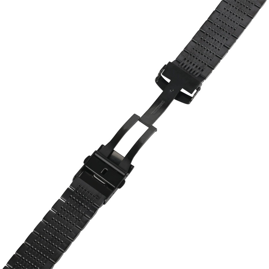 20/22/24mm Black/Silver Soild Stainless Steel Watchband Men Watches Metal Straps Watch Bracelet Replacement Watch Band Luxury