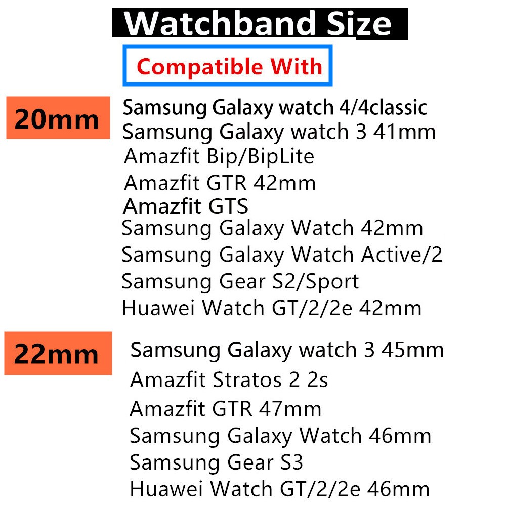 20mm/22mm watch strap for samsung gear s3 galaxy watch 4/4 classic 3/46mm/42mm/active 2 44mm 40mm band Huawei GT/GT2/2e/Pro Band