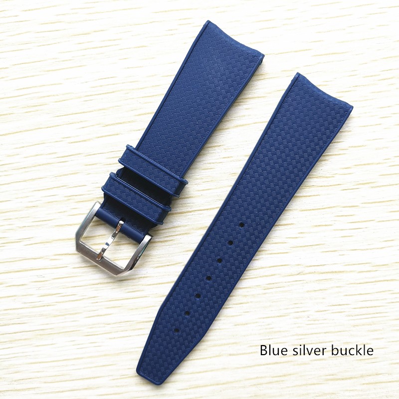 22mm Black Blue Rubber Silicone Watchband Watch Strap For IWC Pilot Portuguese IW323101 Bracelet Strap With Pin Buckle Tool Free