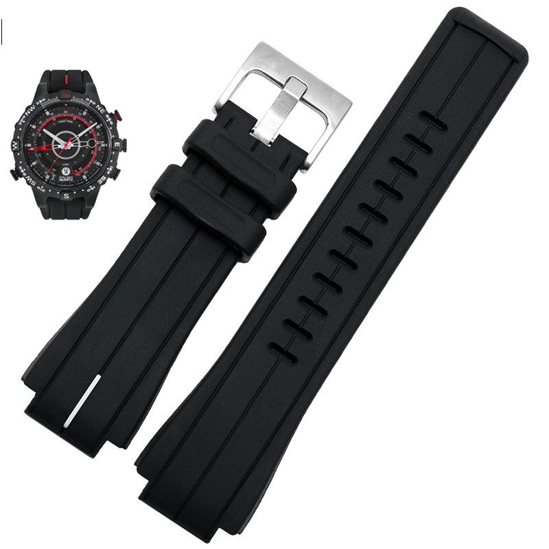 High Quantity Rubber Watchband For Timex WATCHT2N720 T2N721 TW2T76300 Black Waterproof Silicone Sport Strap 28*16mm