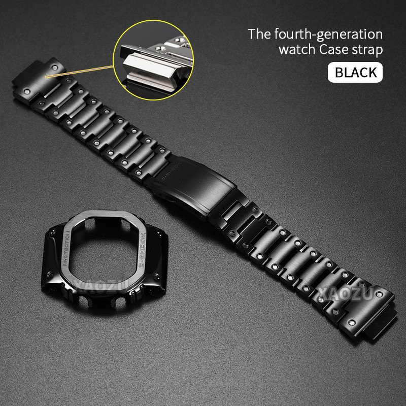 XAOZU Metal Watch Band Bezel Strap DW5600 G5600E DW5000/5035 Stainless Steel Watchband Frame Bracelet Accessory with RepairTools