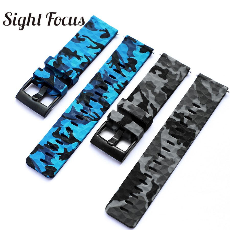 24mm Quick Release Watch Bands for Suunto 7 Spartan Sports Camouflage Silicone Watch Strap, Suunto 9, Traverse, D5 Diving Watches