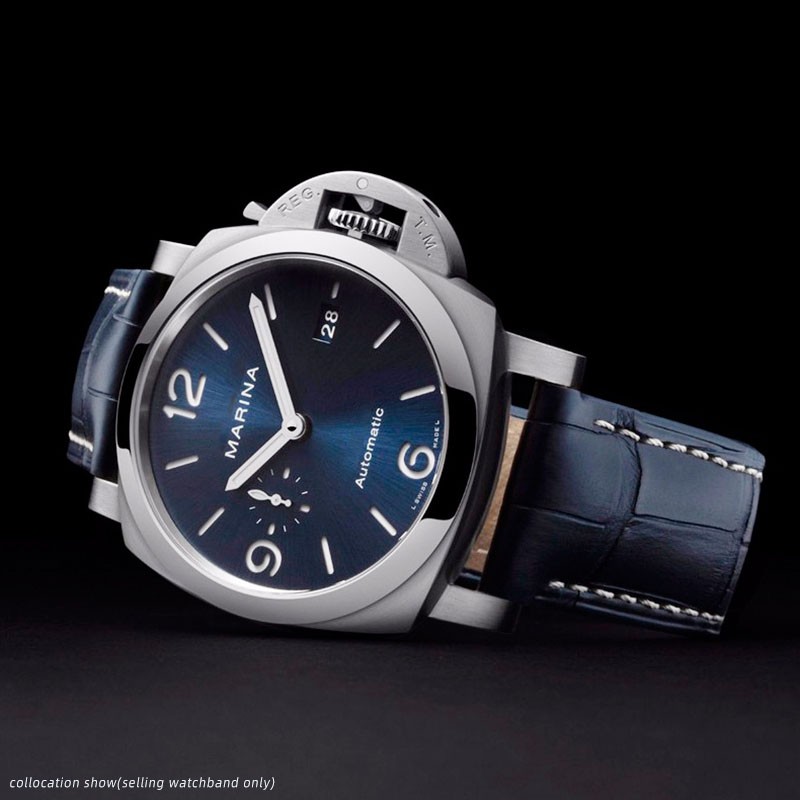 ل Panerai1085/1313/111 جلدية حزام ساعة اليد 22 مللي متر 24 مللي متر الأزرق رجل تمساح الحبوب حزام (استيك) ساعة طحن رملي جلد البقر الاكسسوارات