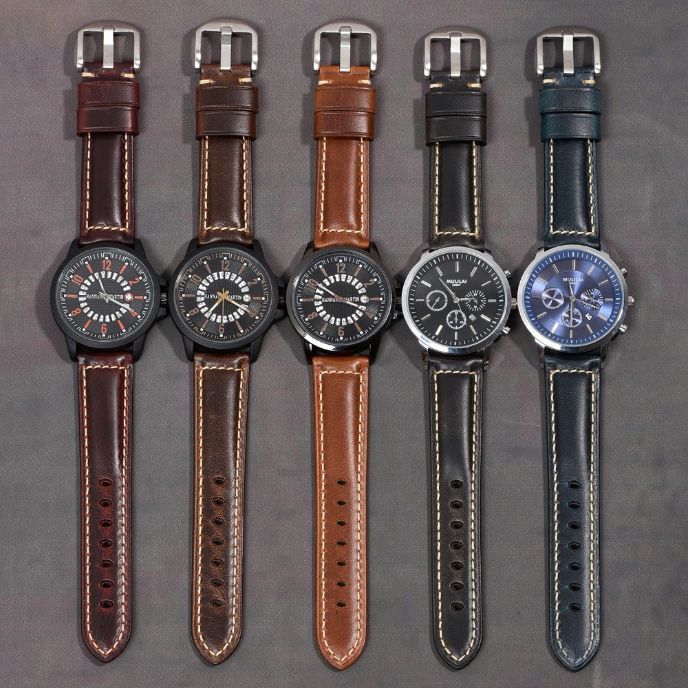 BEAFIRY Fashion Oil Wax Genuine Leather Watch Band 19mm 20mm 21mm 22mm 23mm 24mm Watch Straps Watchbands Strap Brown Blue Black