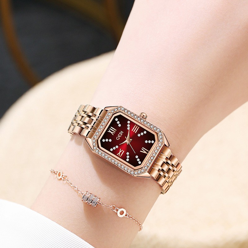 Fashion Rhinestone Watches for Women Quartz Movement Rosegold Stainless Steel Watch Holiday Lovely Gift 3ATM Waterproof Clock