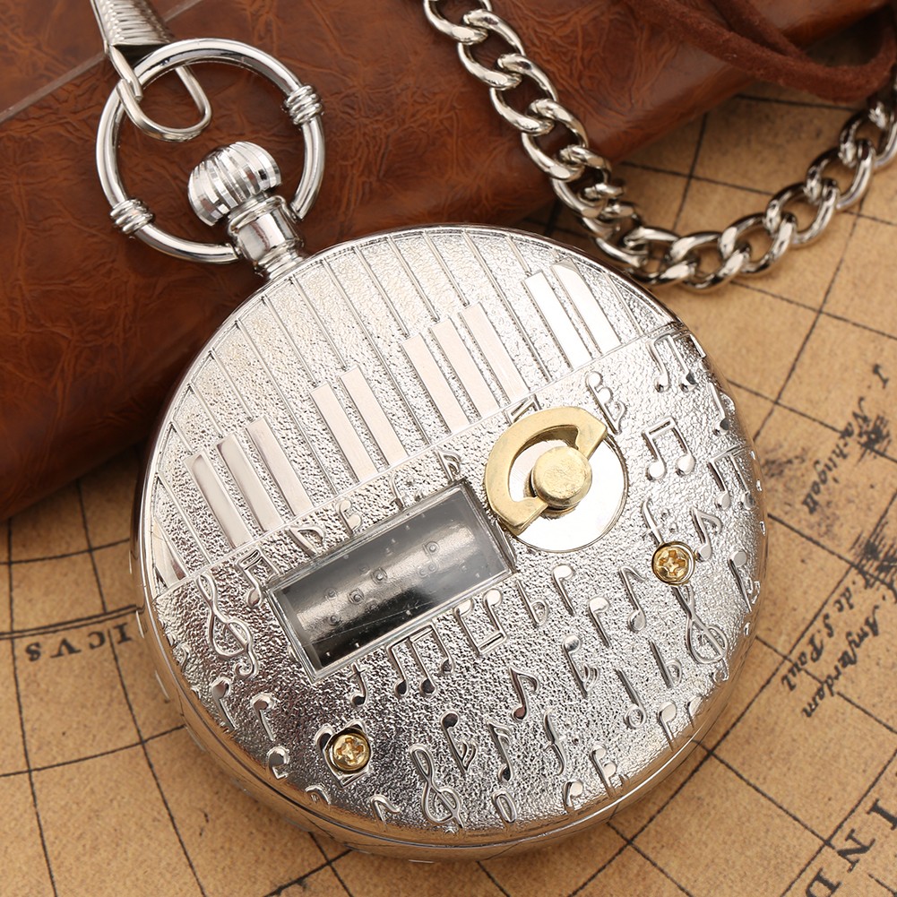 Transparent Glass Musical Pocket Watch Swan Lake Melody Music Watch Antique Pendant Pocket Watch Vintage Quartz Watches Gift