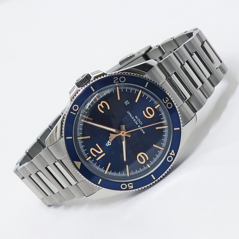 2021 Hot Sale Luxury BR Three Needle Calendar Stainless Steel Blue Face Quartz Watch