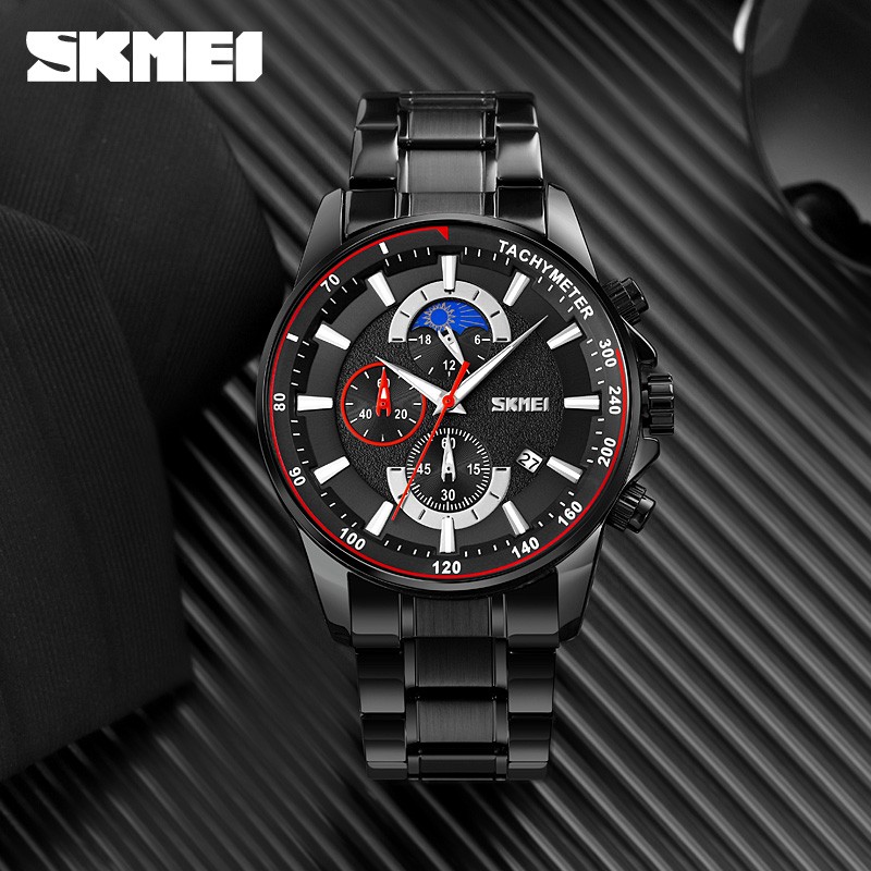 SKMEI New Men Watch Luxury Brand Sport Quartz Mens Watches Full Steel Waterproof Stopwatch Wristwatch Men Relogio Masculino