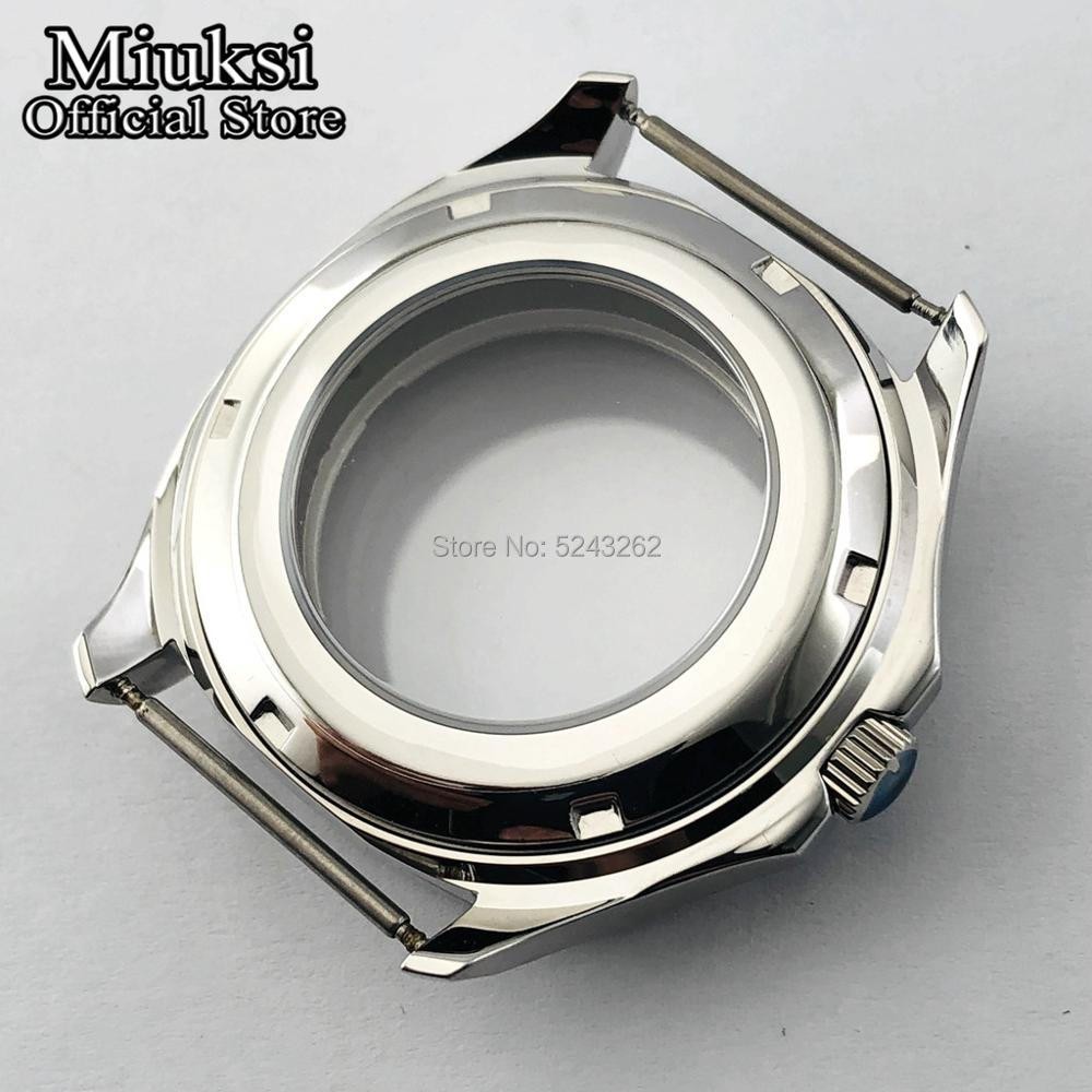 Miuksi 40mm Silver/Black Sapphire Crystal Watch Case Fit NH35 NH36 ETA2824 2836 Miyota8215 821A Mingzhu DG2813 3804 Movements