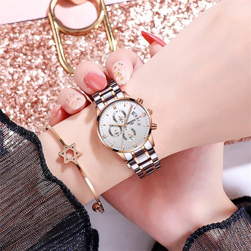 NIBOSI 2021 Women Fashion Watches Luxury Brand Ladies Wristwatches Stainless Steel Waterproof Girl Gift Quartz Watch Female