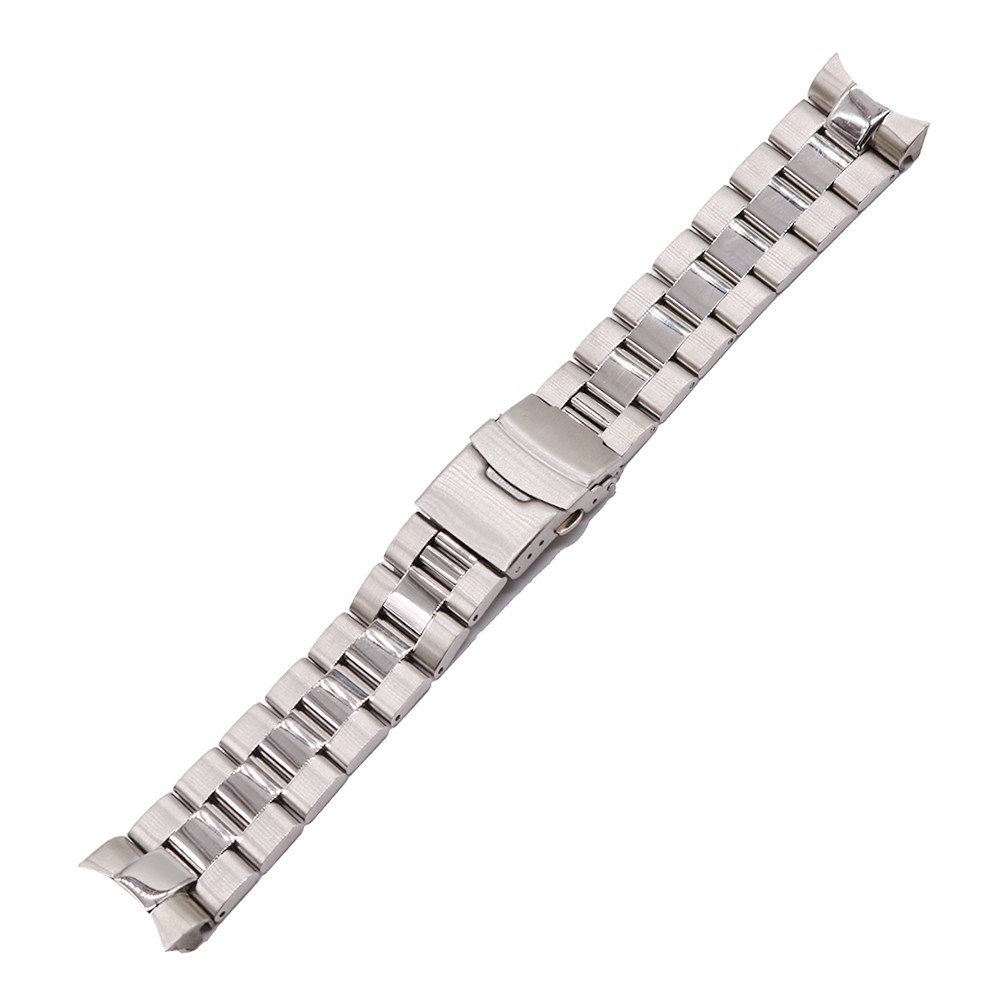 Rolamy 22mm Top Luxury 316L Steel Solid Curved End Solid Links Replacement Watch Band Strap Bracelet Double Push Clasp For Seiko