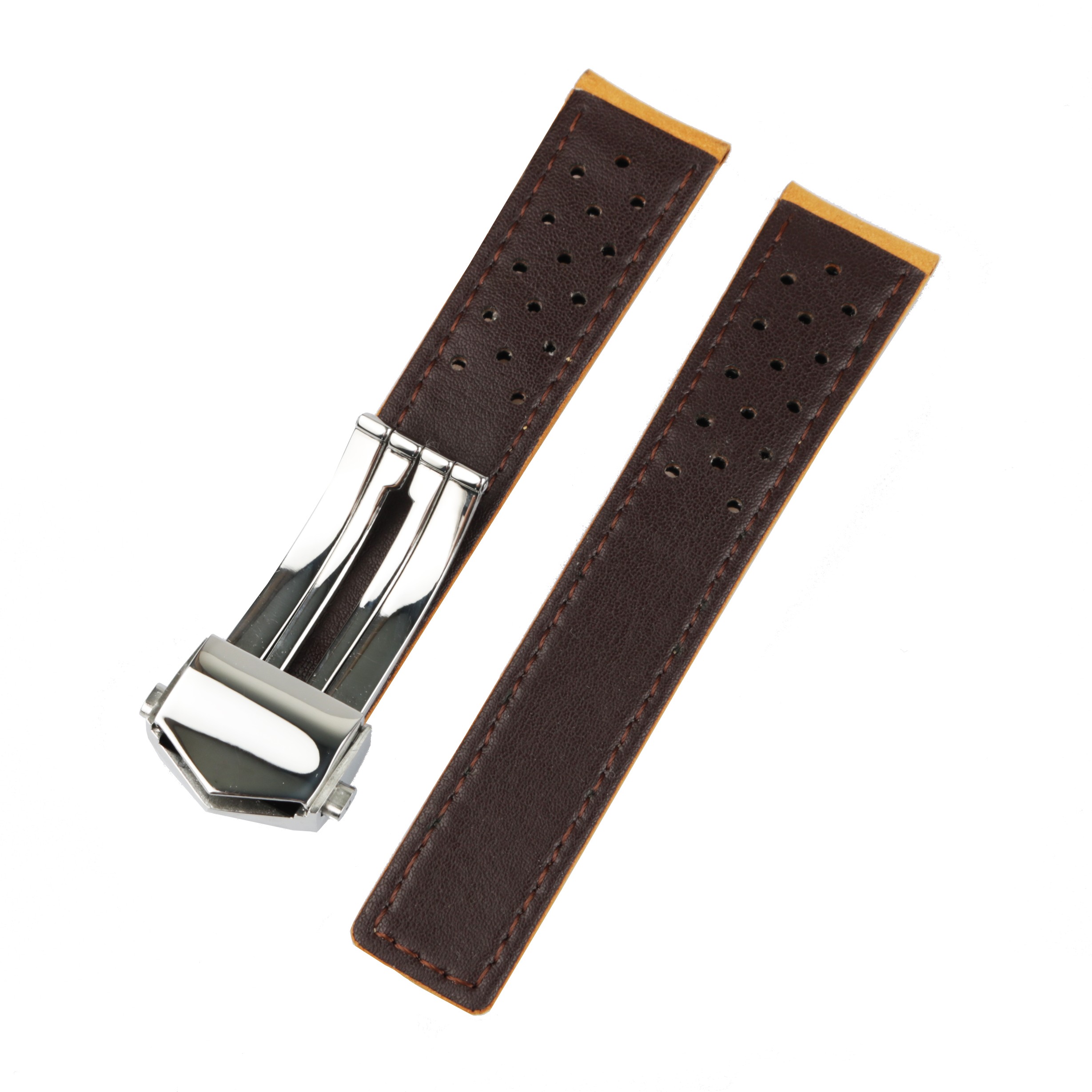 CARLYWET 20 22mm Light Brown Real Calf Suede Leather Vintage Replacement Wrist Leather Watch Band Strap with Clasp for Tag Heuer