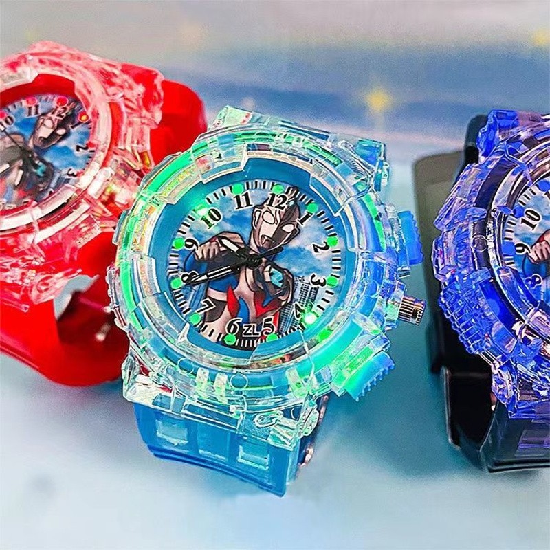 Colorful Lights Children's Watch Rubber Strap Quartz Pointer Boy Girl Gift Flash Student Watches Cartoon Drop Shopping A4250