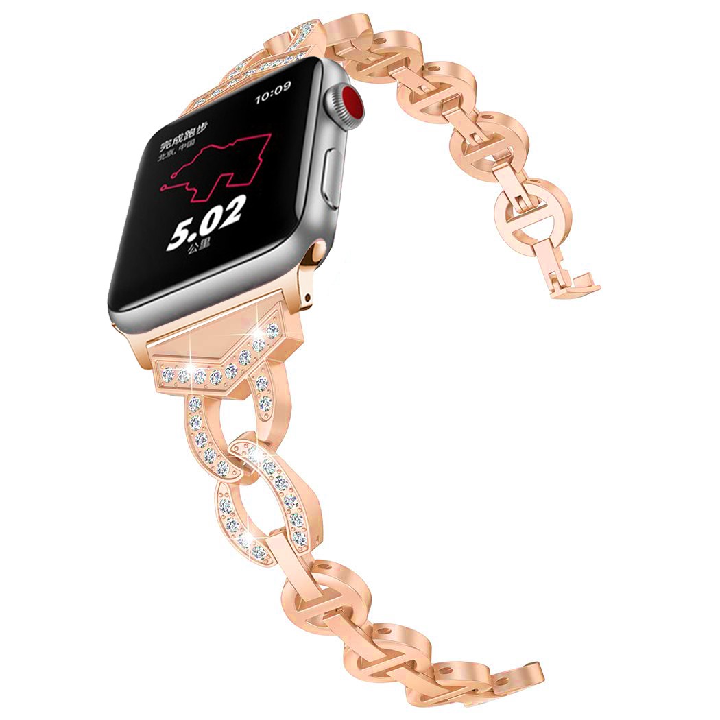 الفاخرة باند لآبل ووتش Series6 5 4 3 2 1 SE الماس الفولاذ المقاوم للصدأ حزام ل IWatch 38 40 مللي متر 42 مللي متر 44 مللي متر أشرطة ساعات يد سوار