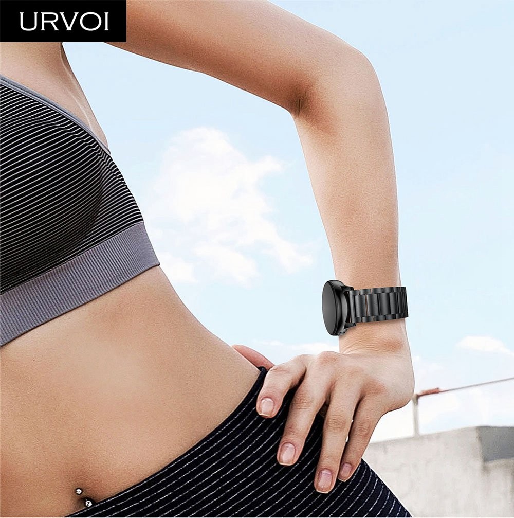 URVOI 3 Rows Band for Galaxy Watch Active Strap Stainless Steel Fold Over Clasp Quick Release Durable Wristwatches 4 Colors 42 46mm