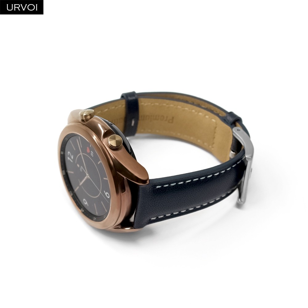 URVOI 22/20mm Band for Galaxy Watch 4 3 Active 41/45mm Genuine Leather Strap for Huawei Watch GT 2 Quick Release Pin Replacement