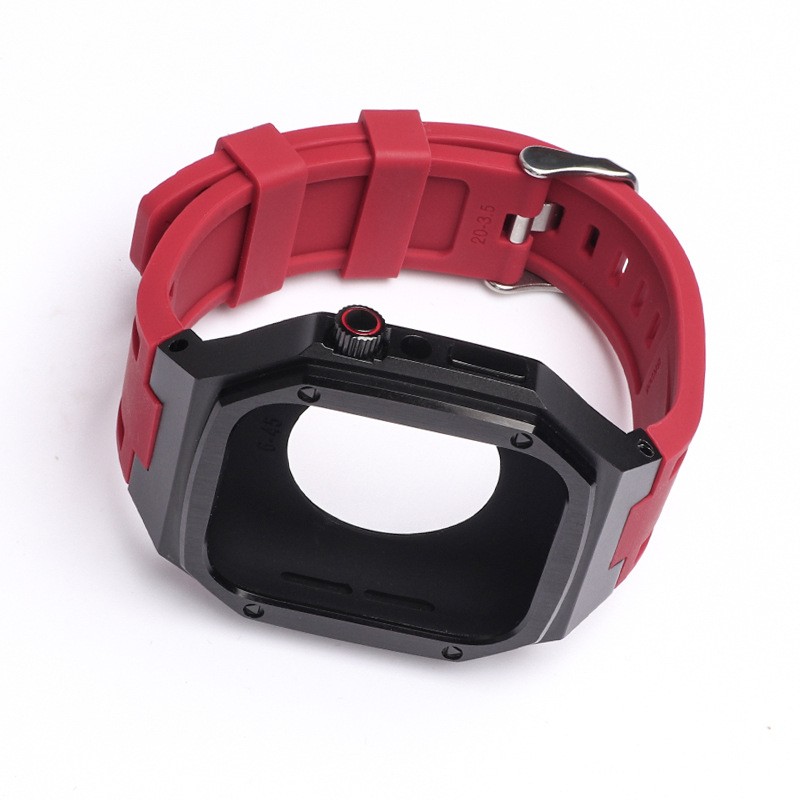 45mm 44mm Silicone Strap Metal Case Set for iWatch Series 7 6 SE 5 4 Stainless Steel Case for iWatch Series Modification Kit