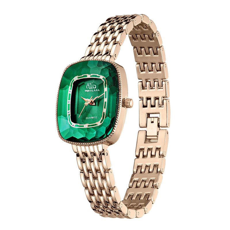 WIILAA 2022 Green Diamond Pattern Luxury Women Quartz Watch Creative Unique Ladies Wrist Watch For Female Clock relogio feminino