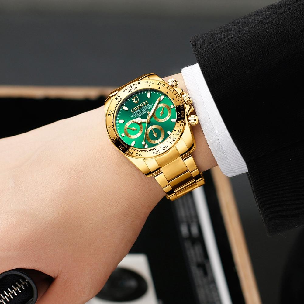 2022 Chenxi Brand Male Full Golden Men's Wrist Watches Clock Luxury Casual Quartz Watch Waterproof Clock Man Relogio Masculino